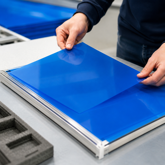 HDPE vellen 10my formaat 98 x 98 cm (Blauw)