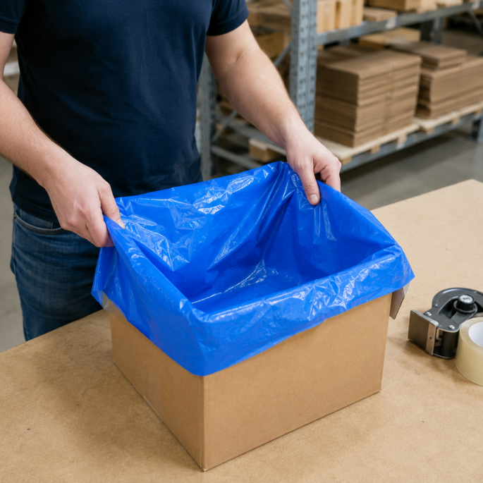 HDPE zak 20my blauw