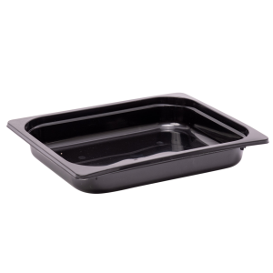 Zwarte kunststof gastroschaal 1/2 gastronorm formaat 50mm diep spuitgietschaal voor catering en maaltijdbezorging